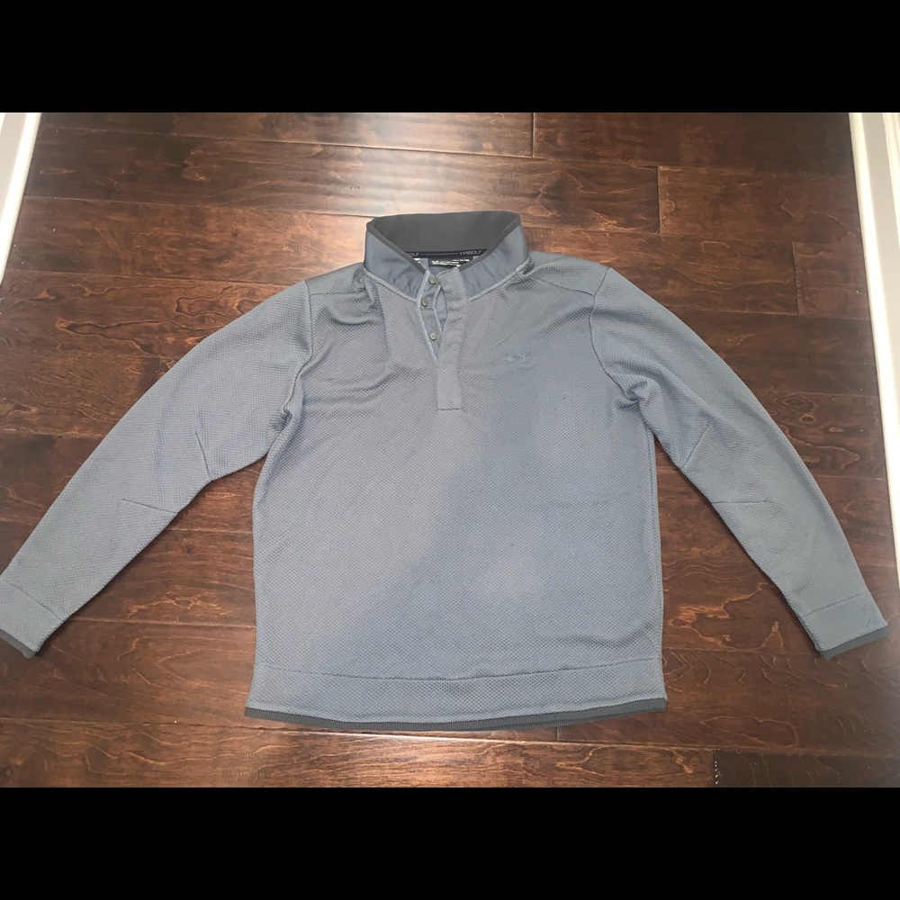 Men’s Under Armour Grey Golf Storm Sweater ColdGear Fleece Snap Mock - Size XL
